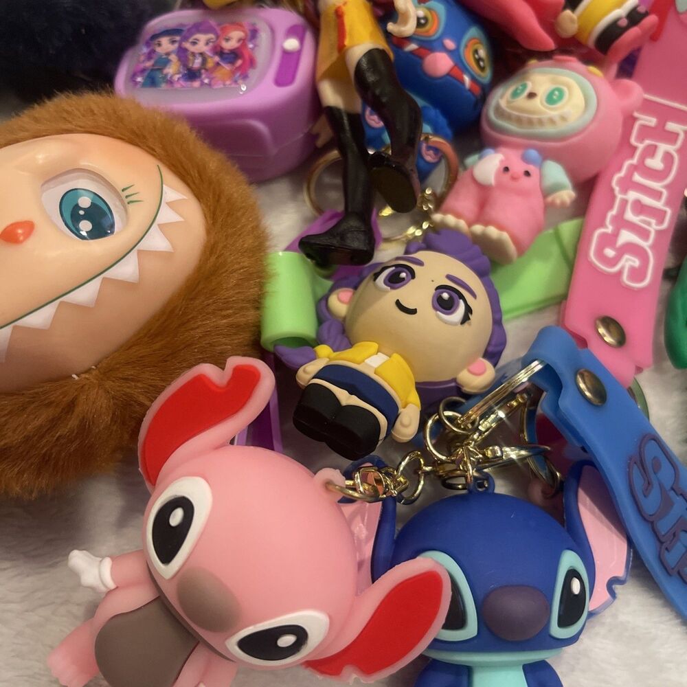 Huge Lot Backpack Clips Character Keychains Stitch Kpop Monster Ect Lot #3